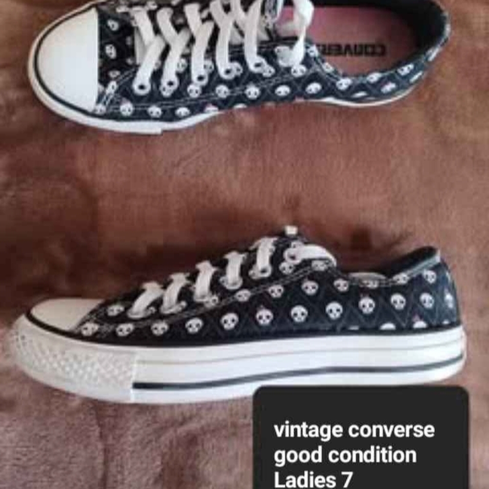 Converse Black and White Skull Pattern Sneakers